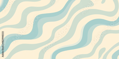 Abstract blue wave seamless pattern vector design with light swirl line textile element