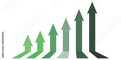 Green Upward Arrow Growth Icons – Business Profit, Progress & Rising Bar Chart Vector Set