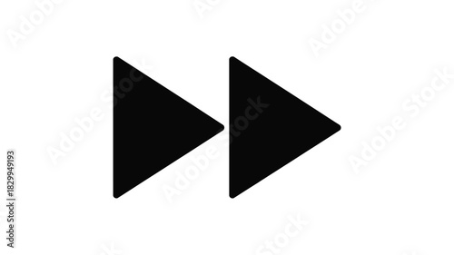 A minimalistic illustration of two black forward arrows on a plain white background in a simple design