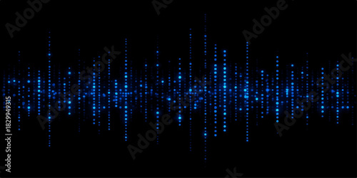 Digital music spectrum analyzer graph showing colorful abstract sound wave background and frequency display