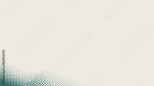 A halftone pattern with green dots fading into a light beige background in the lower left corner