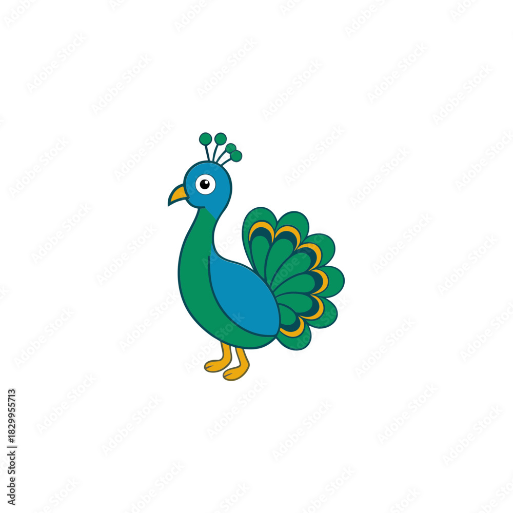 Fototapeta premium vector clip art peacock on white background for web and graphic design