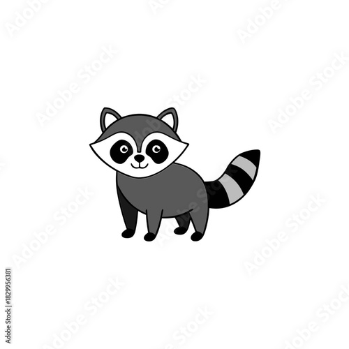 vector clip art raccoon on white background for web and graphic design