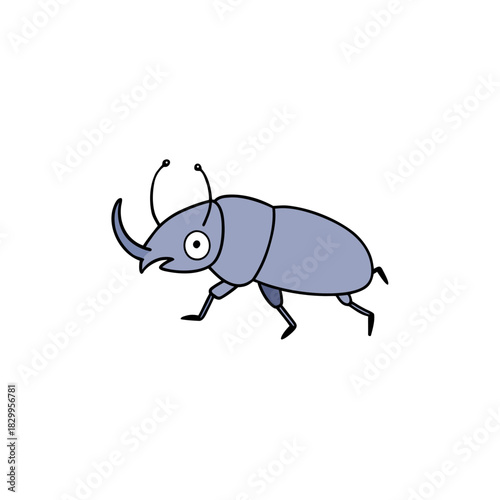 vector clip art rhinoceros beetle on white background for web and graphic design