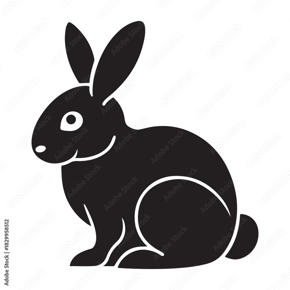 Obraz premium Minimal Sitting Bunny Vector.