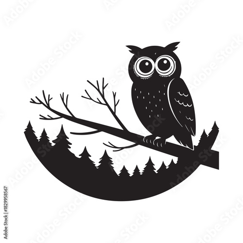 Minimal Night Bird Vector.