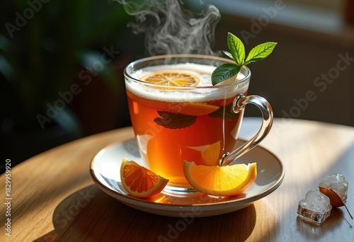 Exquisite Earl Grey Tea Infusion Display with Bergamot Essence in Harmonious Arrangement