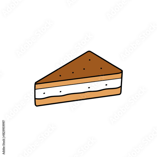 vector clip art tiramisu slice on white background for web and graphic design
