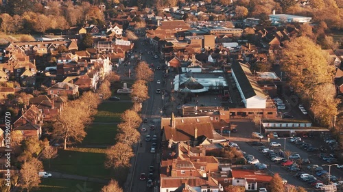 Aerial view of Cranleigh beautiful British Village in Surrey