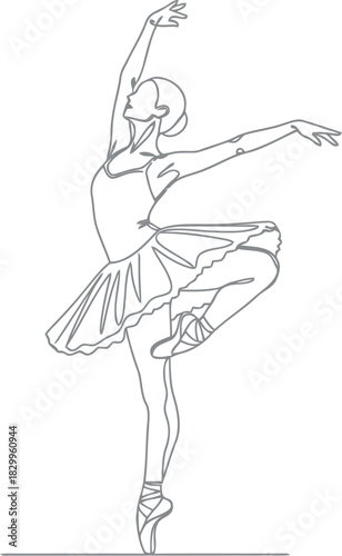 Elegant ballet dancer in dynamic pose sketch