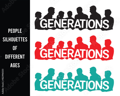 Silhouettes of diverse age groups forming the word GENERATIONS