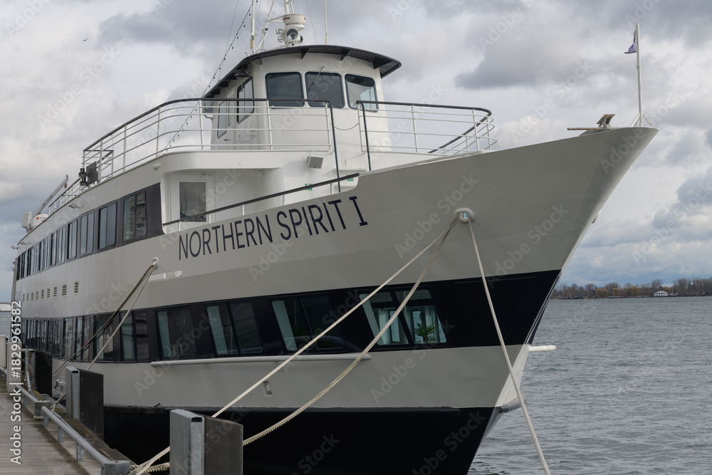 Fototapeta premium Northern Spirit, a 3 level passenger yacht style dining vessel, City Cruises, docked in Toronto harbour