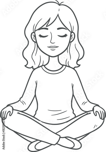 Young woman meditating in lotus pose with eyes closed