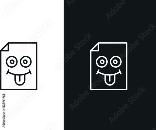 Silly paper document with googly eyes and tongue out