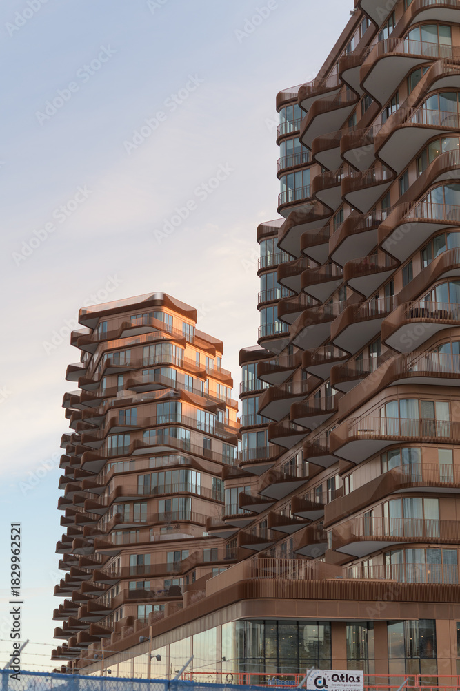 Fototapeta premium exterior of Aqualuna Condos (east side) located at 155 Merchants' Wharf, Toronto (seen from Queens Quay E)