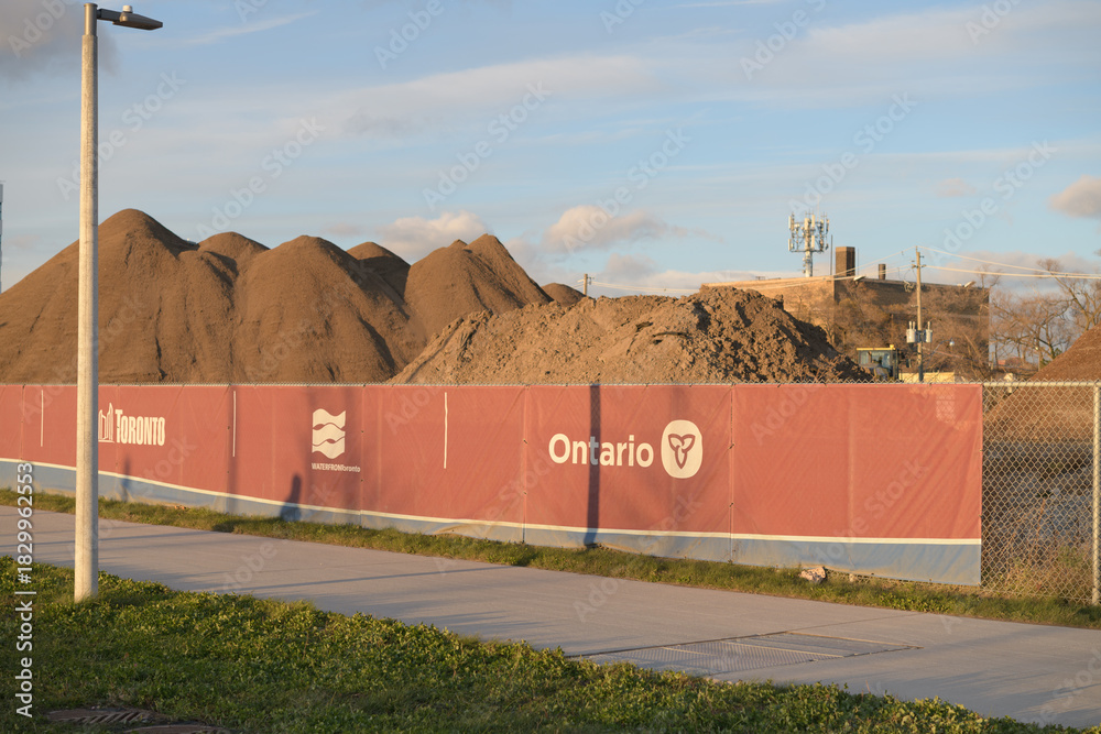 Obraz premium Province of Ontario logo sign on a banner, Port Lands, Toronto