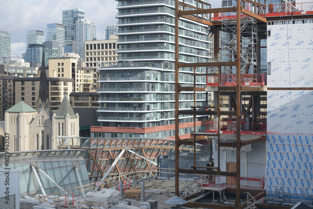Fototapeta premium view of The Dani Reiss Modern and Contemporary Gallery under construction at the Art Gallery of Ontario (from staircase north side), Toronto