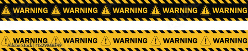Hazard warning tape seamless border with black, yellow stripes
