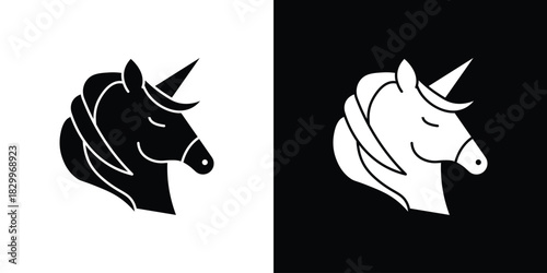 Alicorn icons editable flat black and white icons pack. Vector EPS10