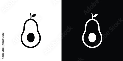 Avocado icons editable flat black and white icons pack. Vector EPS10