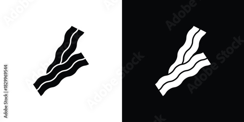 Bacon icons editable flat black and white icons pack. Vector EPS10