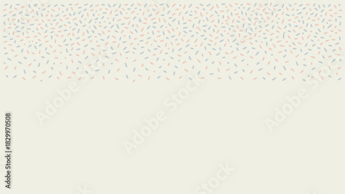 A soft cream background with a scatter of small confetti shapes in pastel shades across the top area