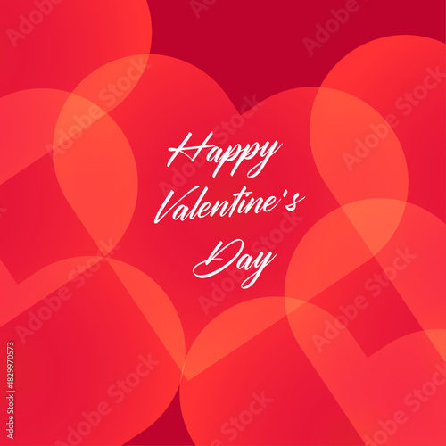 Happy Valentine's Day poster or banner with cute hearts and a beautiful gift box on a red background. Template or background for advertising and shopping within the Love concept.