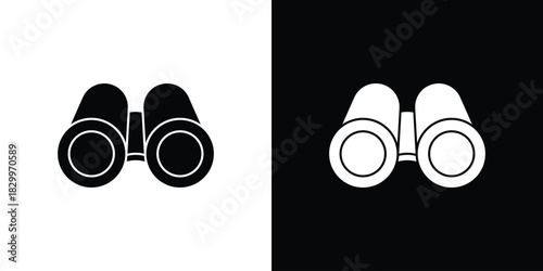 Binoculars icons editable flat black and white icons pack. Vector EPS10