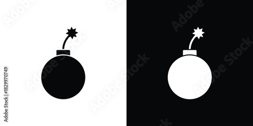 Bomb icons editable flat black and white icons pack. Vector EPS10