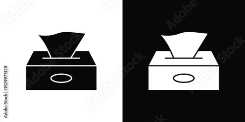 Box tissue icons editable flat black and white icons pack. Vector EPS10