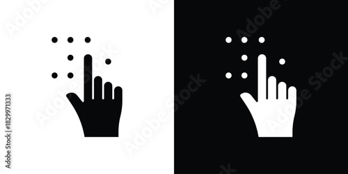 Braille icons editable flat black and white icons pack. Vector EPS10