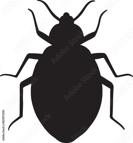 Simple bed bug pest insect silhouette isolated on white graphic