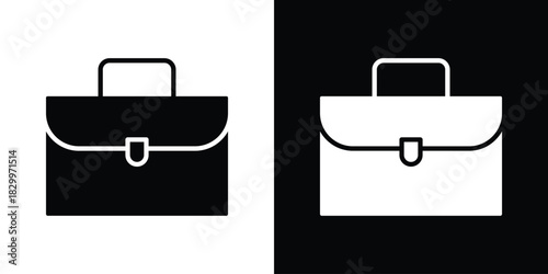 Briefcase icons editable flat black and white icons pack. Vector EPS10