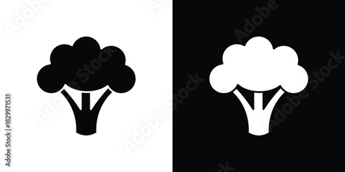 Broccoli icons editable flat black and white icons pack. Vector EPS10