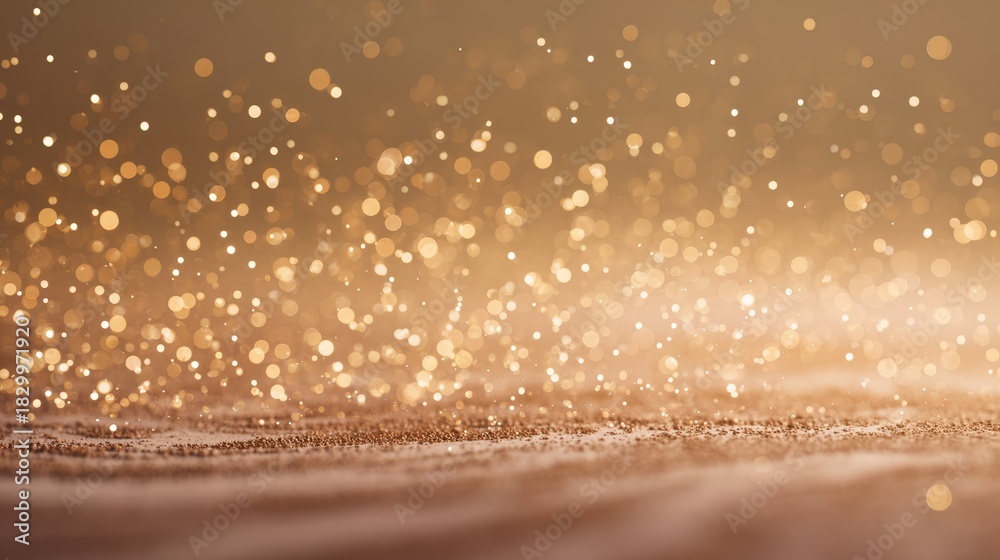 Obraz premium Soft bokeh light particles floating over warm beige textured background