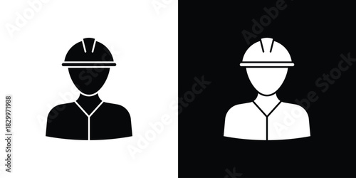 Builder icons editable flat black and white icons pack. Vector EPS10