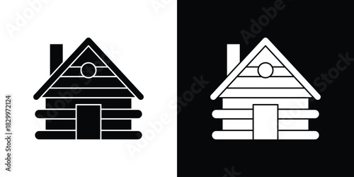 Cabin icons editable flat black and white icons pack. Vector EPS10