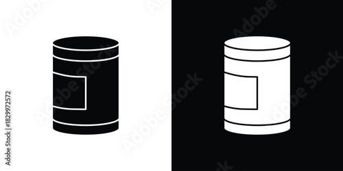 Can food icons editable flat black and white icons pack. Vector EPS10