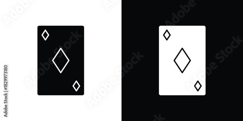 Card-diamond icons editable flat black and white icons pack. Vector EPS10