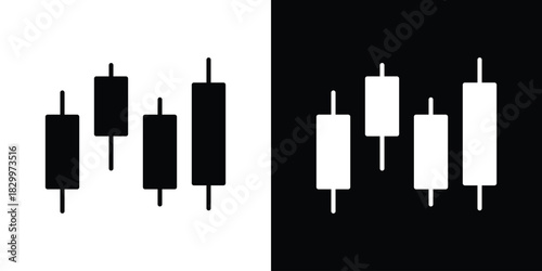 Chart candlestick icons editable flat black and white icons pack. Vector EPS10
