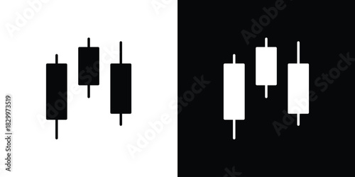 Chart candlestick icons editable flat black and white icons pack. Vector EPS10