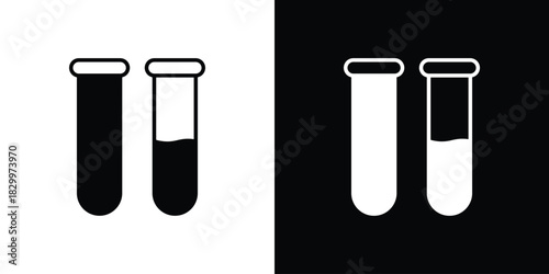 Chemical Tube icons editable flat black and white icons pack. Vector EPS10