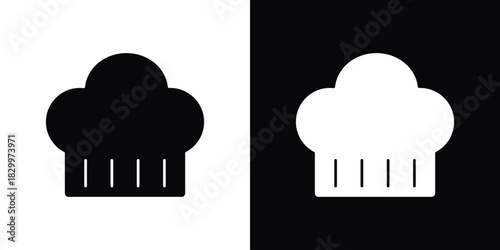 Chef icons editable flat black and white icons pack. Vector EPS10