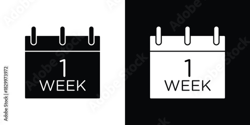 Calendar week icons editable flat black and white icons pack. Vector EPS10