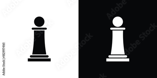 Chess pawn icons editable flat black and white icons pack. Vector EPS10