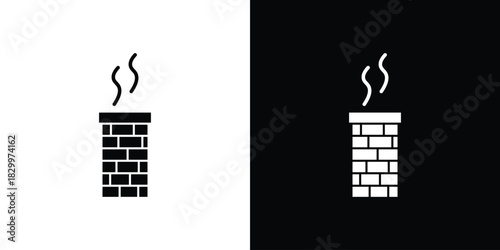 Chimney icons editable flat black and white icons pack. Vector EPS10