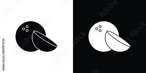 Coconut icons editable flat black and white icons pack. Vector EPS10