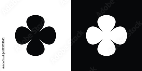 Clover icons editable flat black and white icons pack. Vector EPS10