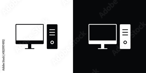 Computer icons editable flat black and white icons pack. Vector EPS10