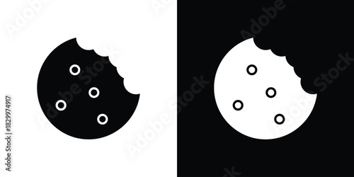 Cookie icons editable flat black and white icons pack. Vector EPS10